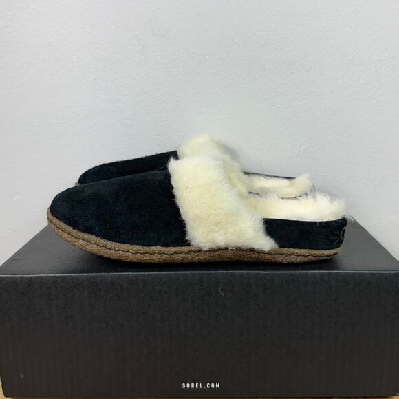 New Sorel Nakiska Slide II Slippers in Black Suede Women's Size 6 - Picture 4 of 9